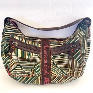 American Eagle Hobo Bag Medium Size - Autumn Colors Corduroy Material